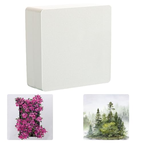 Aquarellpapier, quadratisch, 300 g Baumwoll-Aquarellpapier, geeignet für Künstler, Erwachsene, Studenten, Malerei, Acryl, Buntstift und Tinte (quadratisch, 11,9 cm), 50 Blatt von FENGJINGJIACHENG