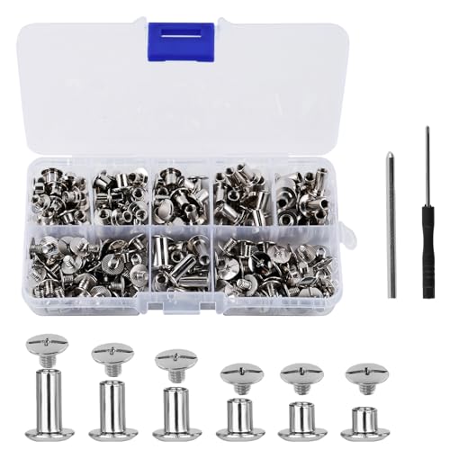 Buchschrauben Edelstahl Gürtelschrauben Kreuzkopf Schraube für Hundeleine Buchschraube 4mm Chicago Buchschrauben Chicago Schrauben mit Schraubendreher für Leder, DIY-Bücher, Scrapbooking 110 Set Buchschrauben Edelstahl Gürtelschrauben Kreuzkopf Schraube für Hundeleine Buchschraube 4mm Chicago Buchschrauben Chicago Schrauben mit Schraubendreher für Leder, DIY-Bücher, Scrapbooking 110 Set von FENGQQKJ
