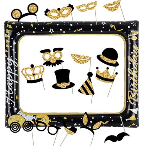 FENGQQKJ 17 Stück Geburtstag Foto Requisiten Photo Booth Requisiten mit Aufblasbarer Fotorahmen für Geburtstagsdeko FENGQQKJ 17 Stück Geburtstag Foto Requisiten Photo Booth Requisiten mit Aufblasbarer Fotorahmen für Geburtstagsdeko von FENGQQKJ