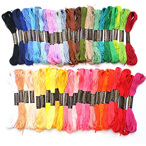 FENGYING Stickgarn,Stickgarn Set,Embroidery Floss Multifarben Weicher,Stickgarn Set 50 Farben je 8 Meter,Stickerei, für Kreuzstichfaden, Armbandfaden, Knüpfen, Flechten, Basteln, Häkeln von FENGYING