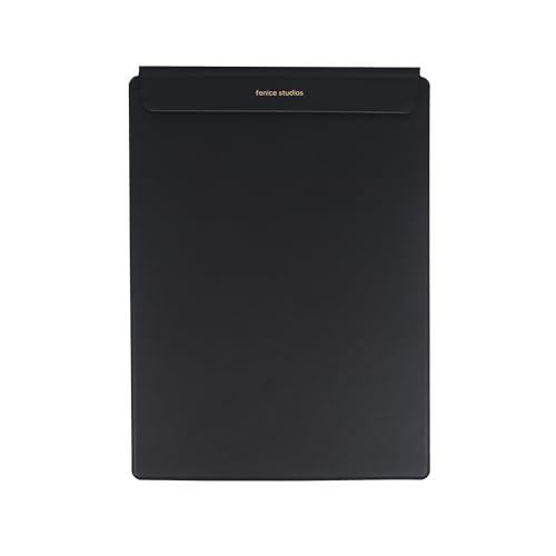 FENICE Magnetisches Klemmbrett, A4, schlankes und leichtes PU-Leder (Schwarz, A4) von FENICE