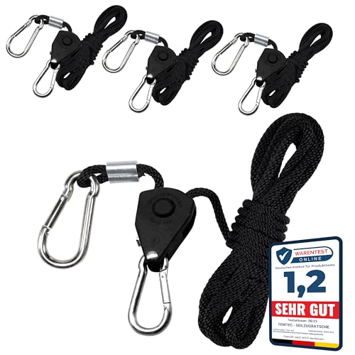 FENITEC 4X Seilratsche mit Haken Tragkraft 68kg 2,4m stufenlos einstellbare Seilzug mit Ratsche Grow Lampen Aufhängung Seilspanner Sonnensegel Befestigung Seil Ratsche Sturmband Vorzelt Spanner FENITEC 4X Seilratsche mit Haken Tragkraft 68kg 2,4m stufenlos einstellbare Seilzug mit Ratsche Grow Lampen Aufhängung Seilspanner Sonnensegel Befestigung Seil Ratsche Sturmband Vorzelt Spanner von FENITEC