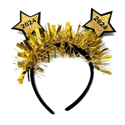 FENOHREFE Haarreif für Weihnachtsfeiern, stilvolle Haarreife, Kopfbedeckung für Neujahrsfeiern, goldfarben, silberfarben, Haarreifen für das neue Jahr von FENOHREFE