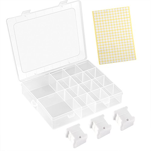 FEPITO 120 Stück Weißer Kunststoff Kreuzstich Stickgarn Spulen Kreuzstich Faden Set mit Aufbewahrungs Box und 260 Stück Leere Aufkleber FEPITO 120 Stück Weißer Kunststoff Kreuzstich Stickgarn Spulen Kreuzstich Faden Set mit Aufbewahrungs Box und 260 Stück Leere Aufkleber von FEPITO