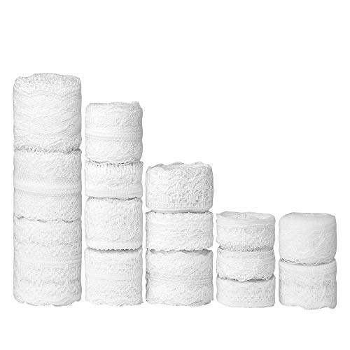 FEPITO 55,5 Yard Weißes Spitzenband Sortierte Muster Creme Vintage SpitzenBänder zum Nähen DIY Making und Braut Hochzeit Dekorationen, 15 Rollen FEPITO 55,5 Yard Weißes Spitzenband Sortierte Muster Creme Vintage SpitzenBänder zum Nähen DIY Making und Braut Hochzeit Dekorationen, 15 Rollen von FEPITO