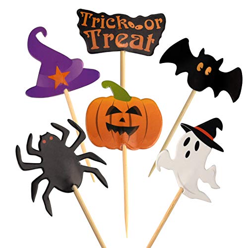 FEPITO 60 Stücke Halloween Cupcake Topper Halloween Zahnstocher Markierungsfahnen Marker für Halloween Party Kuchen Essen Käseplatte Vorspeisen Dekor FEPITO 60 Stücke Halloween Cupcake Topper Halloween Zahnstocher Markierungsfahnen Marker für Halloween Party Kuchen Essen Käseplatte Vorspeisen Dekor von FEPITO