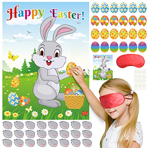 FEPITO Kinder Ostern Spiel, der Schwanz mit dem Kaninchen genagelt, mit 24 Nägeln in den Nagel Hase Eier für die Ostern Partei Ostereier verziert mit 24 Aufkleber, Osterei Jagd FEPITO Kinder Ostern Spiel, der Schwanz mit dem Kaninchen genagelt, mit 24 Nägeln in den Nagel Hase Eier für die Ostern Partei Ostereier verziert mit 24 Aufkleber, Osterei Jagd von FEPITO