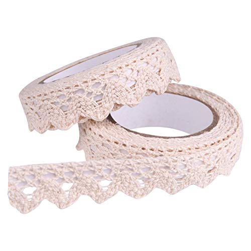 FEPITO Vintage Deko Spitzenband Spitze Bordüre Selbstklebend Spitzenborte Stoffband Bänder zum Basteln Scrapbook Hochzeit (Stil B - Beige) von FEPITO