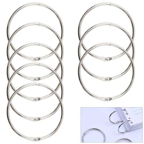 FERCAISH 10 Stück Buchringe Metall Lose Blatt Buch Ringe DIY Binder Ringe Heftringe Schlüsselringe Für Scrapbook Album (Größe 65 mm,Silber) von FERCAISH