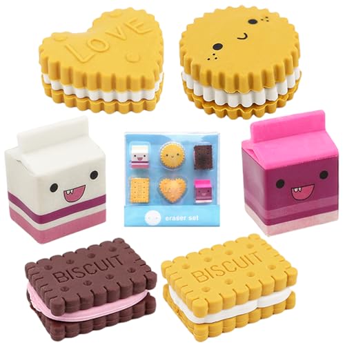 FERCAISH 6 Stück Mini Keks Radiergummis Set, Box Verpackt Farbige Radierer,Kawaii Cookies Radiergummi, Nette Milchradiergummi, für Schule Hause Bürobedarf Schreibwaren FERCAISH 6 Stück Mini Keks Radiergummis Set, Box Verpackt Farbige Radierer,Kawaii Cookies Radiergummi, Nette Milchradiergummi, für Schule Hause Bürobedarf Schreibwaren von FERCAISH