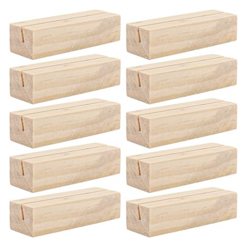 FERCAISH Kartenhalter Holz, Tischkartenhalter Buchenholz, Menükartenhalter, Postkartenhalter, Fotohalter, Stabil Card Holzsockel, für Hochzeiten Bankette und Partys (Holzfarbe) von FERCAISH