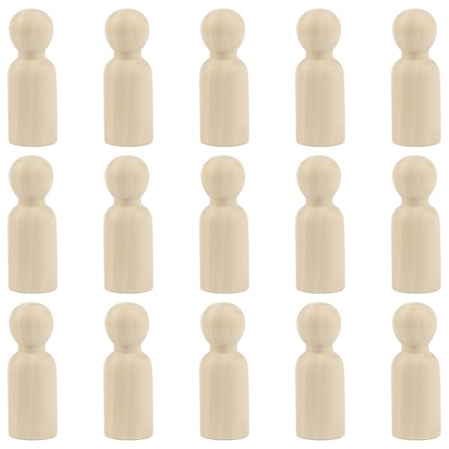 FERCAISH 15 Stück DIY Holzfiguren zum Bemalen, Spielfiguren Holz, Figurenkegel Puppen, Basteln Holzkegel, für Weihnachten Geburtstag Hochzeit Dekoration von FERCAISH