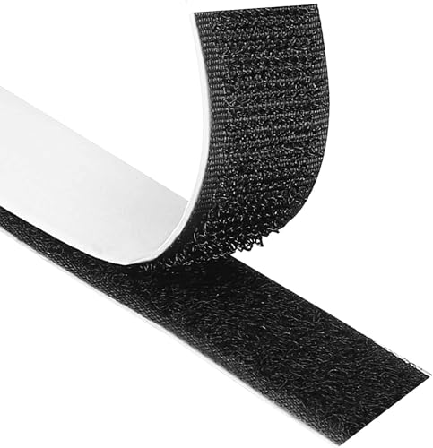 FERMAH Doppelseitiges Klettband, Klettband, 3 m x 2 cm, schwarz, doppelseitiges Klebeband, Haken und Schlaufe, starker Halt für DIY-Projekte (schwarz) von FERMAH