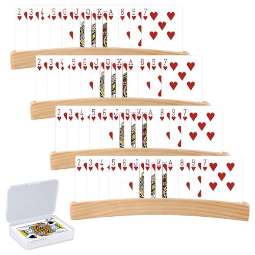 FESSOSKO 4 Stück Kartenhalter Kinder, 33cm Kartenhalter Holz, Spielkartenhalter Wird mit einer Aufbewahrungsbox für Pokerkarten Geliefert, Kartenständer für Kinder, Senioren, Erwachsen, Behinderte FESSOSKO 4 Stück Kartenhalter Kinder, 33cm Kartenhalter Holz, Spielkartenhalter Wird mit einer Aufbewahrungsbox für Pokerkarten Geliefert, Kartenständer für Kinder, Senioren, Erwachsen, Behinderte von FESSOSKO