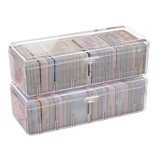 FESSOSKO Karteikarten Box, Sammelkarten Aufbewahrungsbox mit Abnehmbaren Trennbretter, Transparente Karteikartenbox mit Deckel, Spielkartenbox für bis zu 700 Karten, für Lernkarten, Visitenkarten FESSOSKO Karteikarten Box, Sammelkarten Aufbewahrungsbox mit Abnehmbaren Trennbretter, Transparente Karteikartenbox mit Deckel, Spielkartenbox für bis zu 700 Karten, für Lernkarten, Visitenkarten von FESSOSKO