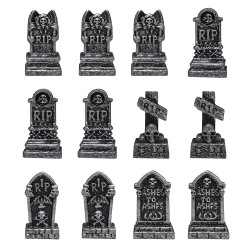 Mini-Grabsteine für Halloween-Outdoor-Dekoration, Miniatur-Grabsteine aus Harz für Terrarium, Mini-Grabsteine, kleines Friedhof-Set, gotische Friedhofsfiguren für Spukhaus, Tisch-Displays, 12 Stück Mini-Grabsteine für Halloween-Outdoor-Dekoration, Miniatur-Grabsteine aus Harz für Terrarium, Mini-Grabsteine, kleines Friedhof-Set, gotische Friedhofsfiguren für Spukhaus, Tisch-Displays, 12 Stück von FESTGLOX