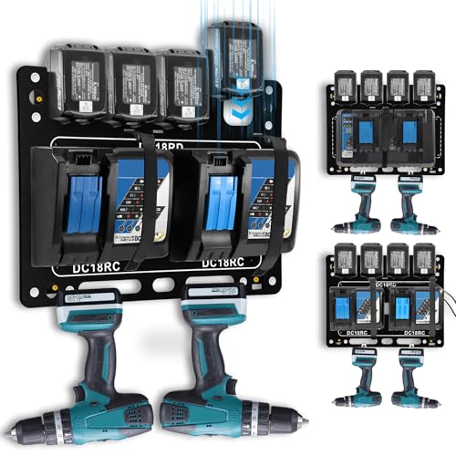 FETESNICE Wandhalterung für Makita Akku & Ladegerät 18V,Kann bis zu 4 18-V-/14,4-V-Akkuhalter für Makita ,für Makita DC18RD DC18RC Ladegeräte halterung ,Ordnung in werkstatt und Garage FETESNICE Wandhalterung für Makita Akku & Ladegerät 18V,Kann bis zu 4 18-V-/14,4-V-Akkuhalter für Makita ,für Makita DC18RD DC18RC Ladegeräte halterung ,Ordnung in werkstatt und Garage von FETESNICE