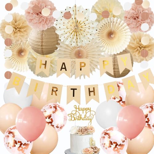 Champagner Gold Beige Geburtstagsdekorationen für Frauen Mädchen Neutrale Luftballons Happy Birthday Banner Beige Dusty Pink Boho Seidenpapier Pom Poms Fans Rustikale Hintergrund Dekor Champagner Gold Beige Geburtstagsdekorationen für Frauen Mädchen Neutrale Luftballons Happy Birthday Banner Beige Dusty Pink Boho Seidenpapier Pom Poms Fans Rustikale Hintergrund Dekor von FETETIJD