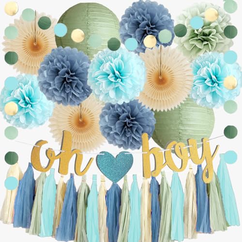 Dusty Blue and Sage Green Baby Shower Decorations Oh Boy Sage Green and Blue Baby Shower Decorations Light Beige Tissue Paper Pom Poms Fans Cream Tassel Garland Kit with Oh Boy Banner Gold Dusty Blue and Sage Green Baby Shower Decorations Oh Boy Sage Green and Blue Baby Shower Decorations Light Beige Tissue Paper Pom Poms Fans Cream Tassel Garland Kit with Oh Boy Banner Gold von FETETIJD