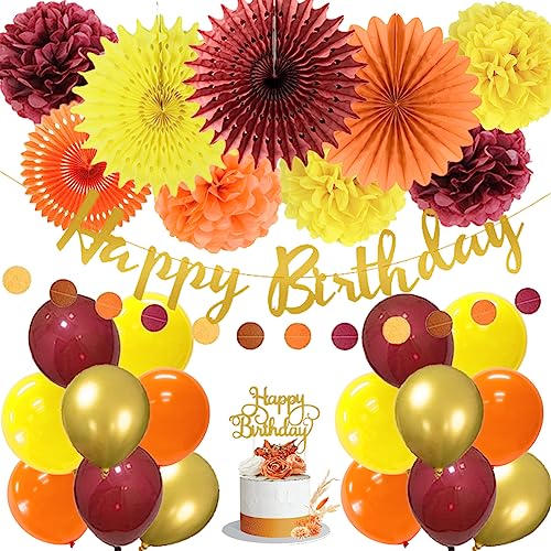 Geburtstag Deko Herbst Party Deko Orange Papierfächer Seidenpapier Pompons Burgund Gold Luftballons Happy Birthday Girlande Kreis Punkt Blatt Girlande für Herbst Ernte Thanksgiving Party Dekorationen Geburtstag Deko Herbst Party Deko Orange Papierfächer Seidenpapier Pompons Burgund Gold Luftballons Happy Birthday Girlande Kreis Punkt Blatt Girlande für Herbst Ernte Thanksgiving Party Dekorationen von FETETIJD