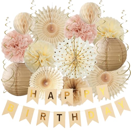 Geburtstagsdeko Beige Rosa Boho Mädchen Frauen Beige Rosa Papierfächer Pompons Papierlaternen Happy Birthday Girlande für Beige Neutral Geburtstagsparty Deko Geburtstagsdeko Beige Rosa Boho Mädchen Frauen Beige Rosa Papierfächer Pompons Papierlaternen Happy Birthday Girlande für Beige Neutral Geburtstagsparty Deko von FETETIJD