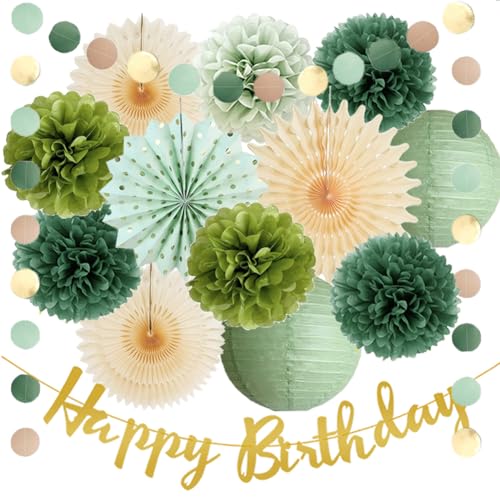 Geburtstagsdeko Olivgrün Party Geburtstag Deko Salbeigrün Olive Geburtstagsdeko Frau Salbei Beige Pompons Deko Kit mit Kreisgirlande Happy Birthday Banner Gold für Geburtstag Mädchen Geburtstagsdeko Olivgrün Party Geburtstag Deko Salbeigrün Olive Geburtstagsdeko Frau Salbei Beige Pompons Deko Kit mit Kreisgirlande Happy Birthday Banner Gold für Geburtstag Mädchen von FETETIJD