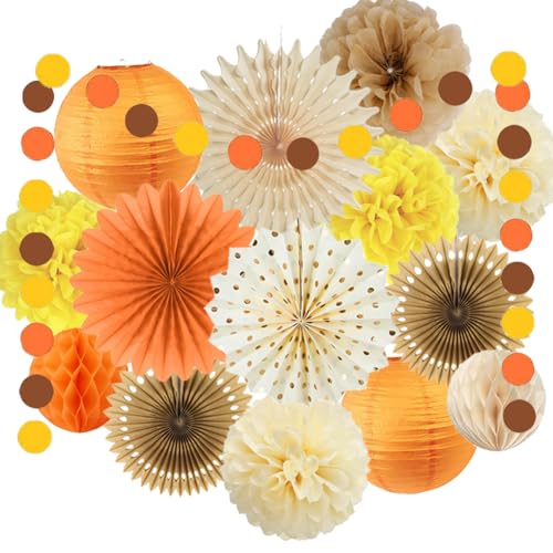 Herbst Deko Orange Gelb Beige Party Deko Orange Gelb Braun Papierlaterne Papierfächer Pompoms Kreis Girlande für Herbst Geburtstags Brautparty Herbst Partydeko Herbst Deko Orange Gelb Beige Party Deko Orange Gelb Braun Papierlaterne Papierfächer Pompoms Kreis Girlande für Herbst Geburtstags Brautparty Herbst Partydeko von FETETIJD