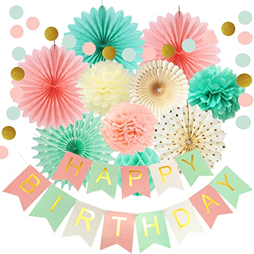 12 Stk.Mint Peach Creme Geburtstag Party Dekorationen Happy Birthday Girlande Papier Pompons Hängende Papierfächer Mintgrün Geburtstag Party Dekoration für Mädchen 12 Stk.Mint Peach Creme Geburtstag Party Dekorationen Happy Birthday Girlande Papier Pompons Hängende Papierfächer Mintgrün Geburtstag Party Dekoration für Mädchen von FETETIJD