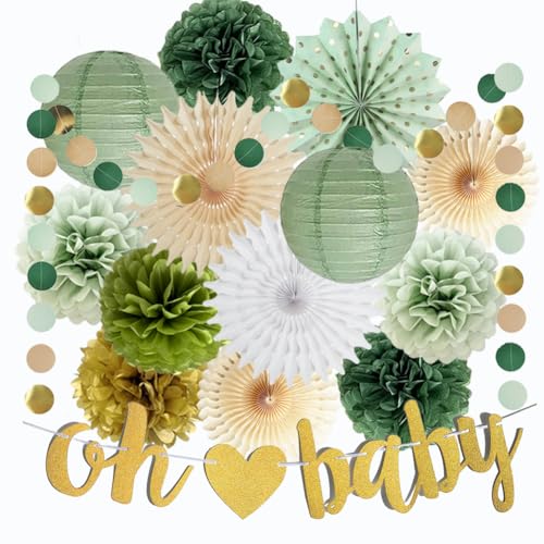 Babyparty Deko Salbeigrün Gold Baby Shower Deko Junge Babyparty Girlande Grün Gold Seidenpapier Pom Poms Oh Baby Girlande für Gender Reveal Party Dekoration Babyparty Deko Salbeigrün Gold Baby Shower Deko Junge Babyparty Girlande Grün Gold Seidenpapier Pom Poms Oh Baby Girlande für Gender Reveal Party Dekoration von FETETIJD