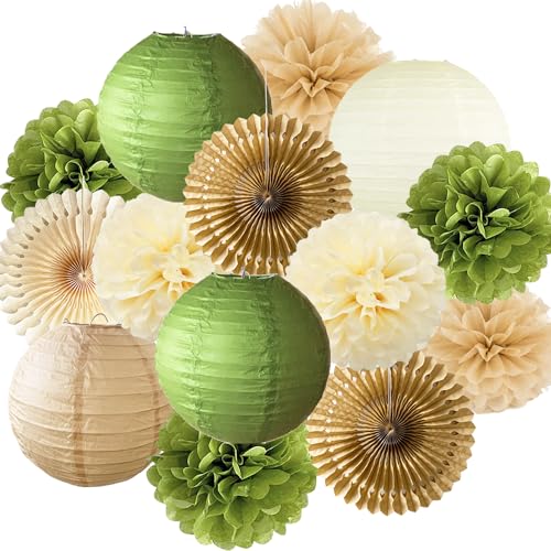 Olivgrün Hellbraun Creme Dekoration Papierlaternen Fächer Seidenpapier Pom Poms Rustikale Dekorationen für Geburtstag Babyparty Neutrale Party Brautdusche Hochzeit Olivgrün Hellbraun Creme Dekoration Papierlaternen Fächer Seidenpapier Pom Poms Rustikale Dekorationen für Geburtstag Babyparty Neutrale Party Brautdusche Hochzeit von FETETIJD