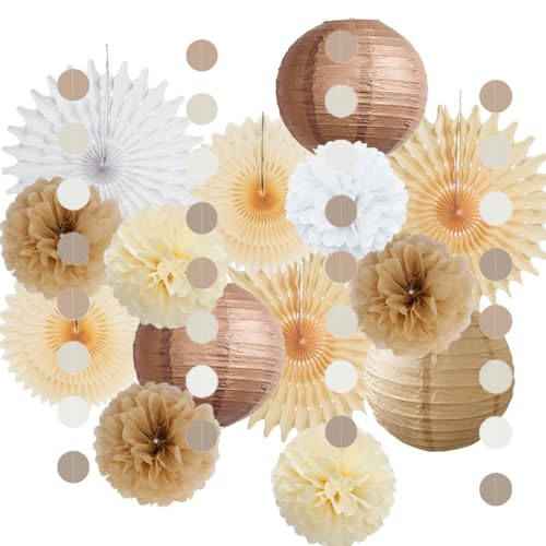 Party Deko Beige Braun Weiß Pompons Beige Creme Neutral Party Deko Boho für Vintage Babyparty Deko Beige Geburtstagsdeko Hochzeitsdeko Party Deko Beige Braun Weiß Pompons Beige Creme Neutral Party Deko Boho für Vintage Babyparty Deko Beige Geburtstagsdeko Hochzeitsdeko von FETETIJD