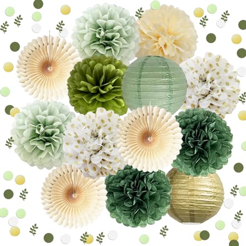 Party Deko Salbeigrün Tischdeko Geburtstag Olivgrün Seidenpapier Pom Poms Papierfächer Papierlaterne Grün Gold Konfetti für Mann Frau Mädchen Junge Geburtstag Babyparty Hochzeit Party Deko Party Deko Salbeigrün Tischdeko Geburtstag Olivgrün Seidenpapier Pom Poms Papierfächer Papierlaterne Grün Gold Konfetti für Mann Frau Mädchen Junge Geburtstag Babyparty Hochzeit Party Deko von FETETIJD
