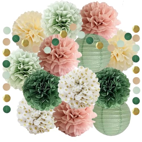Party Deko Rosa Grün Seidenpapier Pompons Deko Olivgrün Salbeigrün Papierlaterne Papier Girlande für Brautparty Babyparty Geburtstagsdeko Grün Rosa Hochzeit Party Dekorationen Party Deko Rosa Grün Seidenpapier Pompons Deko Olivgrün Salbeigrün Papierlaterne Papier Girlande für Brautparty Babyparty Geburtstagsdeko Grün Rosa Hochzeit Party Dekorationen von FETETIJD