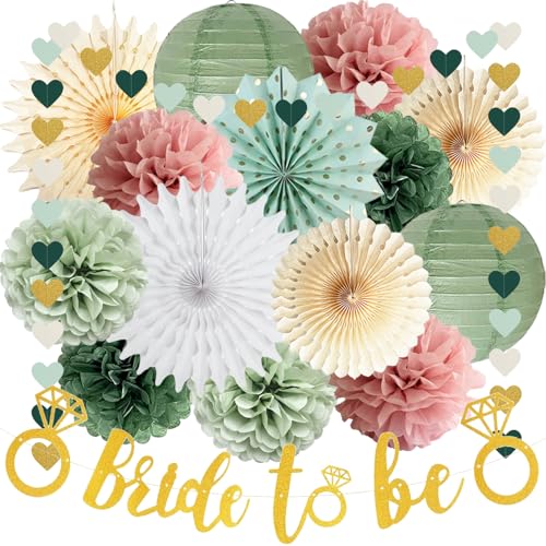 Salbeigrün Altrosa Junggesellinnenabschied Dekorationen Bride to Be Party Dekoration Salbeigrün Papier Pom Poms Papierlaternen Beige Papierfächer für Hochzeit Brautparty Junggesellinnenabschied Salbeigrün Altrosa Junggesellinnenabschied Dekorationen Bride to Be Party Dekoration Salbeigrün Papier Pom Poms Papierlaternen Beige Papierfächer für Hochzeit Brautparty Junggesellinnenabschied von FETETIJD