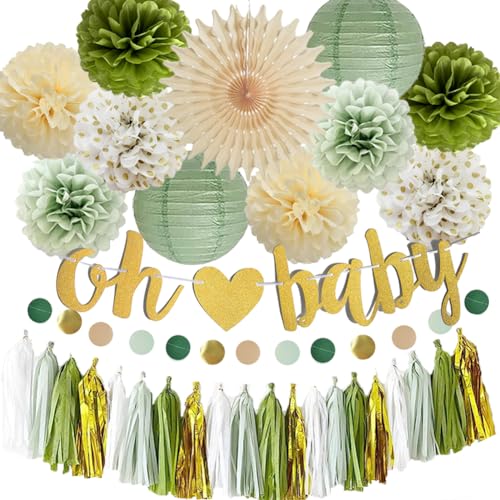 Babyparty Deko Salbeigrün Baby Shower Deko Junge Grüne Gold Babyparty Girlande Salbeigrün Creme Gold Seidenpapier Pom Poms für Gender Reveal Party Dekoration Babyparty Deko Salbeigrün Baby Shower Deko Junge Grüne Gold Babyparty Girlande Salbeigrün Creme Gold Seidenpapier Pom Poms für Gender Reveal Party Dekoration von FETETIJD