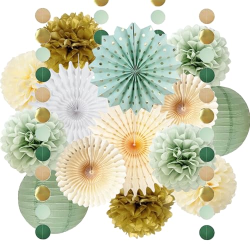 Salbeigrün Party Dekorationen Salbeigrün Creme Gold Seidenpapier Pom Poms Papierfächer Olive Salbei Gold Kreis Punkte Girlande für Salbei Geburtstag Babyparty Verlobung Brautdusche Hochzeit Party Salbeigrün Party Dekorationen Salbeigrün Creme Gold Seidenpapier Pom Poms Papierfächer Olive Salbei Gold Kreis Punkte Girlande für Salbei Geburtstag Babyparty Verlobung Brautdusche Hochzeit Party von FETETIJD