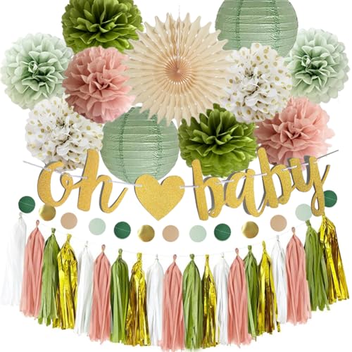 Babyparty Deko Mädchen Salbeigrün Rosa Baby Shower Deko Oh Baby Girlande Salbeigrün Rosa Gold Seidenpapier Pom Poms Papier Girlande Gender Reveal Neutral Babyparty Dekoration Babyparty Deko Mädchen Salbeigrün Rosa Baby Shower Deko Oh Baby Girlande Salbeigrün Rosa Gold Seidenpapier Pom Poms Papier Girlande Gender Reveal Neutral Babyparty Dekoration von FETETIJD