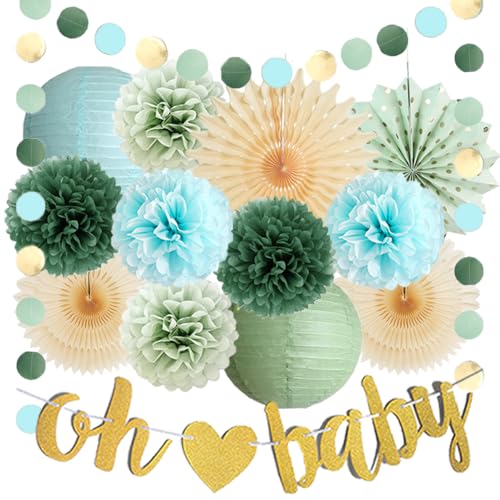 Babyparty Deko Junge Grün Babyparty Deko Salbeigrün Blau Oh Baby Girlande Gold Babyshowerparty Junge Blau Grün Ponpoms Salbeigrün Papierlaternen für Baby Dusche Party Babyparty Deko Junge Grün Babyparty Deko Salbeigrün Blau Oh Baby Girlande Gold Babyshowerparty Junge Blau Grün Ponpoms Salbeigrün Papierlaternen für Baby Dusche Party von FETETIJD