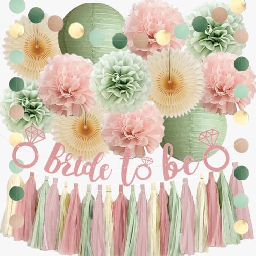 Salbeigrün und Blush Pink Brautdusche Dekorationen Boho Bride to Be Dekorationen Salbeigrün und Rosa Junggesellinnenabschied Dekorationen Beige Fans Dusty Rose Tissue Pom Poms mit Creme Quaste Salbeigrün und Blush Pink Brautdusche Dekorationen Boho Bride to Be Dekorationen Salbeigrün und Rosa Junggesellinnenabschied Dekorationen Beige Fans Dusty Rose Tissue Pom Poms mit Creme Quaste von FETETIJD