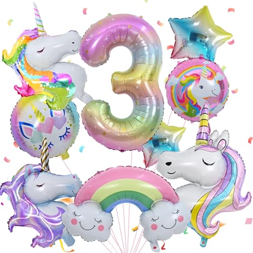 3 Geburtstag Deko, Luftballon 3. Geburtstag, Zahl 3 Folienballon, Geburtstagsdeko 3 Jahre Mädchen Ballon 3. Geburtstag Themen Ballons für 3. Mädchen Geburtstag Party von FEYG