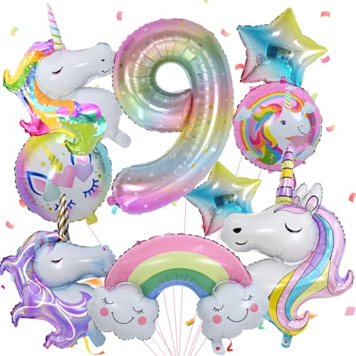 9 Geburtstag Deko, Luftballon 9. Geburtstag, Zahl 9 Folienballon, Geburtstagsdeko 9 Jahre Mädchen Ballon 9. Geburtstag Themen Ballons für 9. Mädchen Geburtstag Party von FEYG