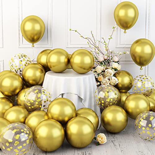 Gold Luftballons Metallic, Gold Konfetti Luftballons, 15 Stück 12 Zoll Gold Metallic Luftballons Gold Helium Balloons für Geburtstag Party Deko Baby Shower Hochzeit Jubiläum Engagement Dekorationen von FEYG