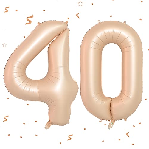 Luftballon Geburtstag Nr. 40 XXL Karamell, Riesige Folienballon in 40" - 101cm Geburtstagsdeko, Krone Ballon Zahl Deko für Männer Frauen Geburtstagsparty, Jubiläum Deko (Nummer 40) fliegt mit Helium von FEYG