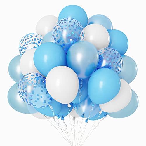 Luftballons Blau, Blaue weiße Luftballons, 20 Stück 12 Zoll, blauer Konfetti Ballon, Latex, Helium, blaue ballons, Set für Deko Party Hochzeit Valentinstag Geburtstagsballon von FEYG
