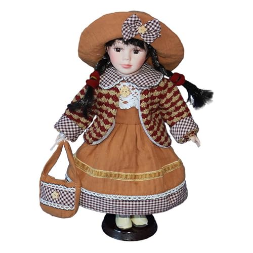 FEYLIE Porzellanpuppe mit Kleidung, viktorianische Porzellanpuppe Prinzessin Reborns Puppe mit Kleid, ländliches Zuhause, dekorative Keramikpuppe, Feiertagsparty, Tischdekorationen von FEYLIE