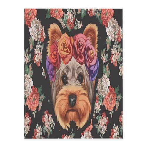 Dekorative selbstklebende Vinylbögen für glatte Oberflächen, Yorkie-Hund, floraler Kristallaufkleber, transparente wasserdichte Aufkleber für Heimdekoration, Abzieh-Stick-Tapete für Schränke Dekorative selbstklebende Vinylbögen für glatte Oberflächen, Yorkie-Hund, floraler Kristallaufkleber, transparente wasserdichte Aufkleber für Heimdekoration, Abzieh-Stick-Tapete für Schränke von FEYUNYAN