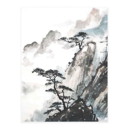 Dekorative selbstklebende Vinylbögen für glatte Oberflächen, chinesische Landschaftsmalerei, Kristallaufkleber, wasserdichte Aufkleber für Heimdekoration, Abzieh-Stick-Tapete für Schränke von FEYUNYAN
