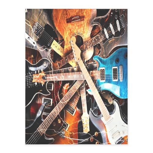 Dekorative selbstklebende Vinylbögen für glatte Oberflächen, magische E-Gitarre, Musik-Kristallaufkleber, wasserdichte Aufkleber für Heimdekoration, Abzieh-Stick-Tapete für Schränke, Arbeitsplatten von FEYUNYAN