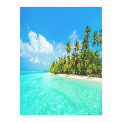 Dekorative selbstklebende Vinylfolien für glatte Oberflächen, Insel, Sandstrand, Palme, Kristallaufkleber, wasserdichte Aufkleber für Heimdekoration, Abzieh-Stick-Tapete für Schränke, Arbeitsplatten von FEYUNYAN