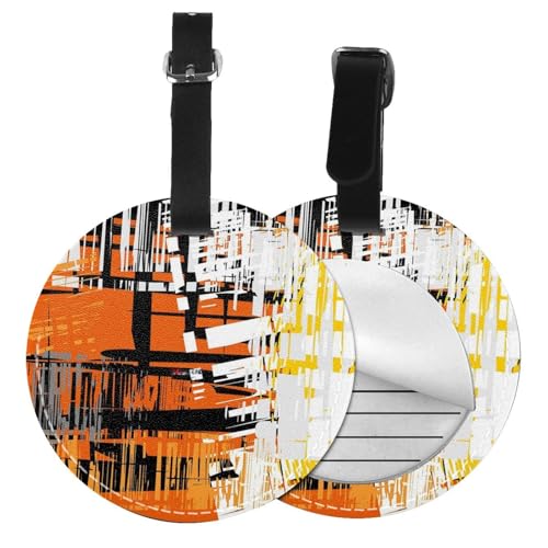 FEYUNYAN Gepäckanhänger aus PU-Leder für Koffer, rund, mit Sichtschutz, lebendige Farbpalette, Reisetaschen-Namensschilder für Damen und Herren, langlebig, personalisierbar, Reisezubehör, 2 Stück von FEYUNYAN
